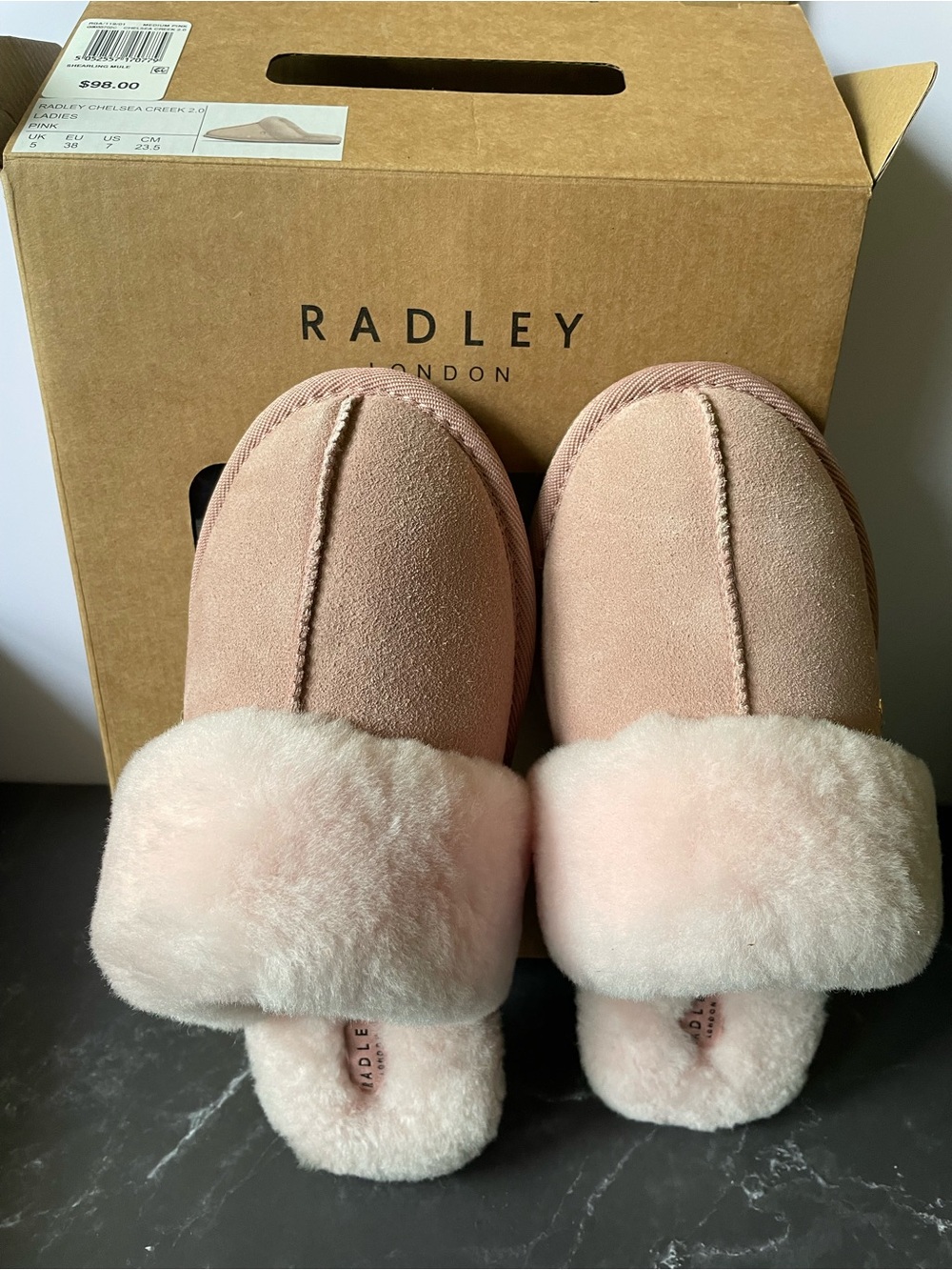 Radley London Chelsea Creek 2.0 Shearling Mule Women’s Slipper Size 7
